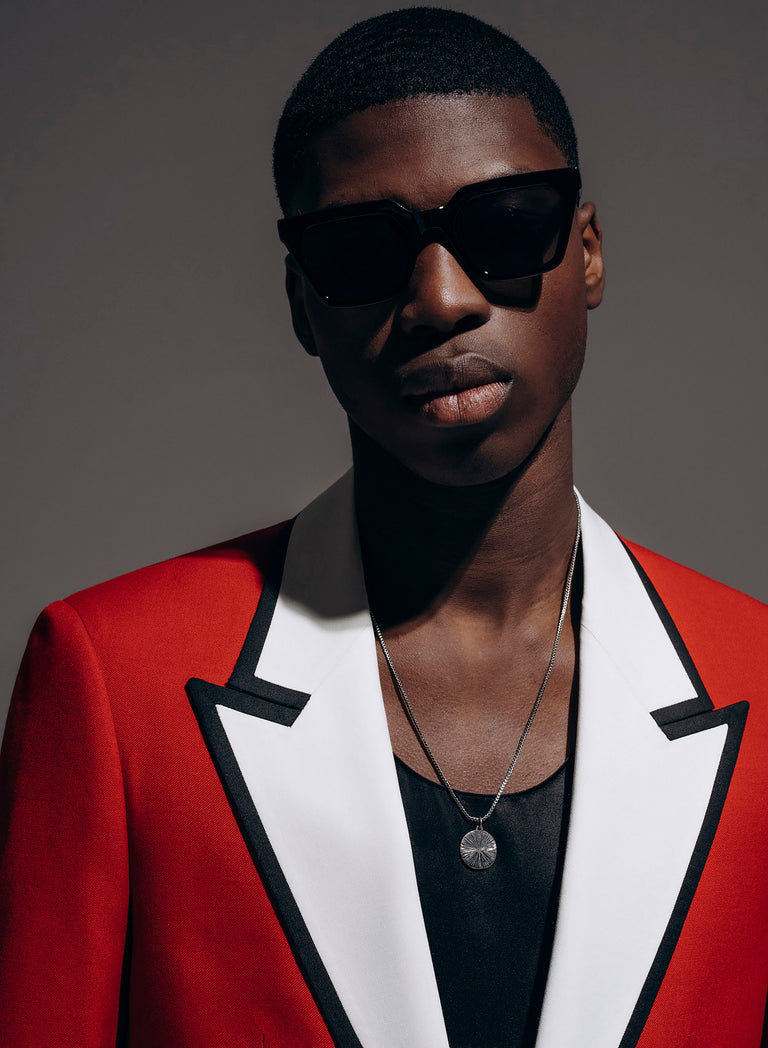 Red & White 70s Blazer with Contrast Lapel