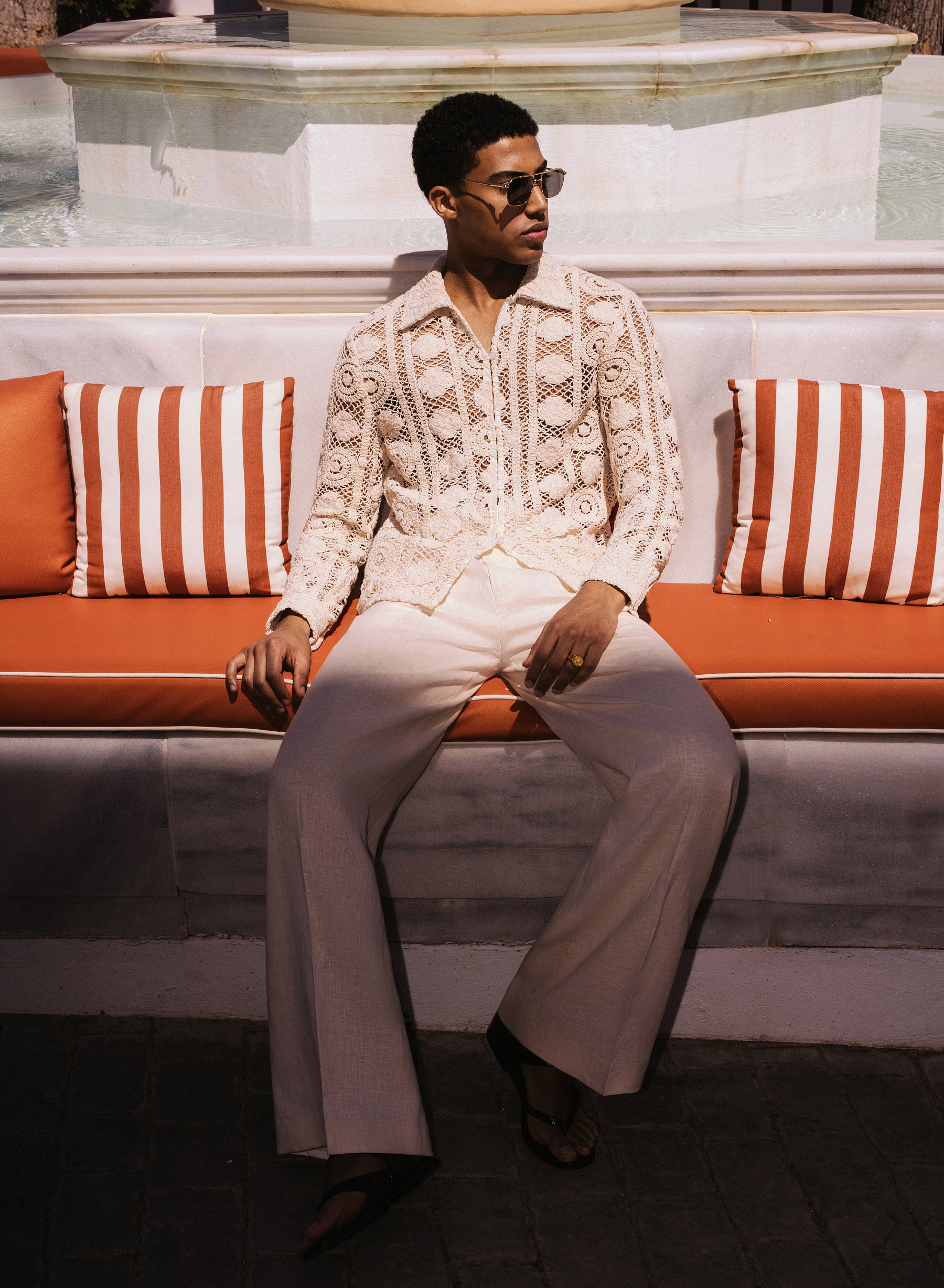 Off-White Long Sleeve Circular Crochet Shirt Phix Off-White Long Sleeve Circular Crochet Shirt Phix