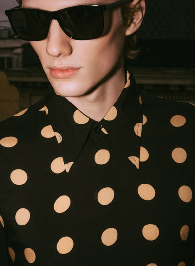 Black Polka Geometric Viscose Shirt