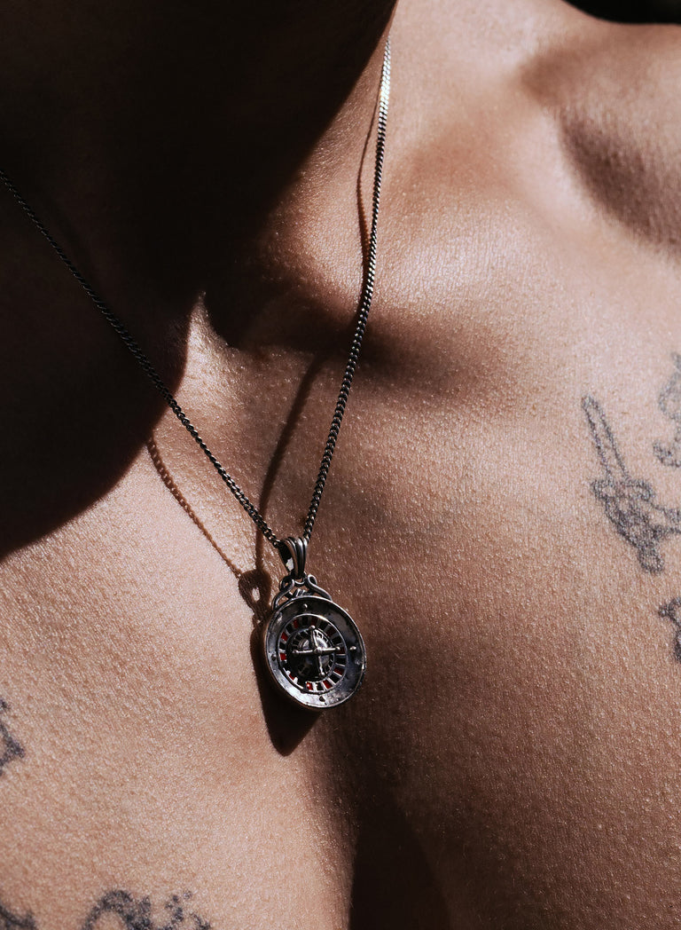Silver Roulette Pendant Necklace