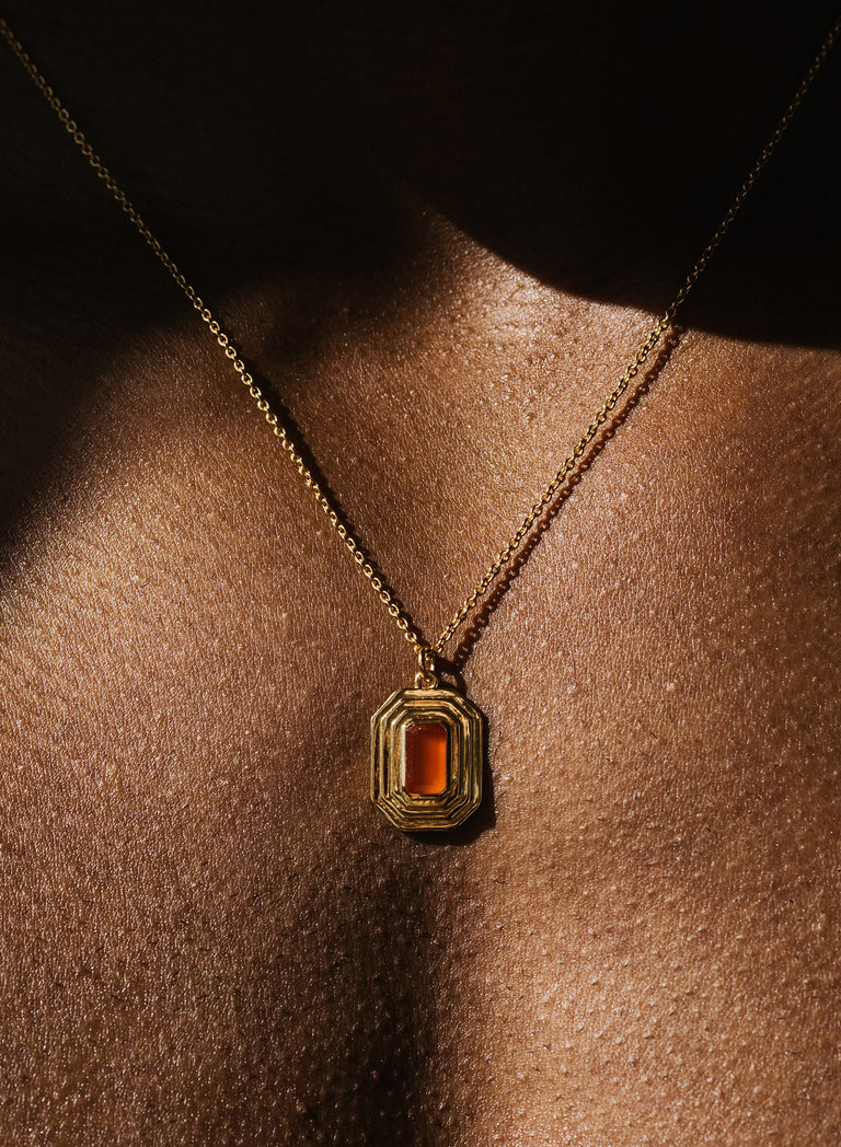Gold Octagon Pendant Necklace