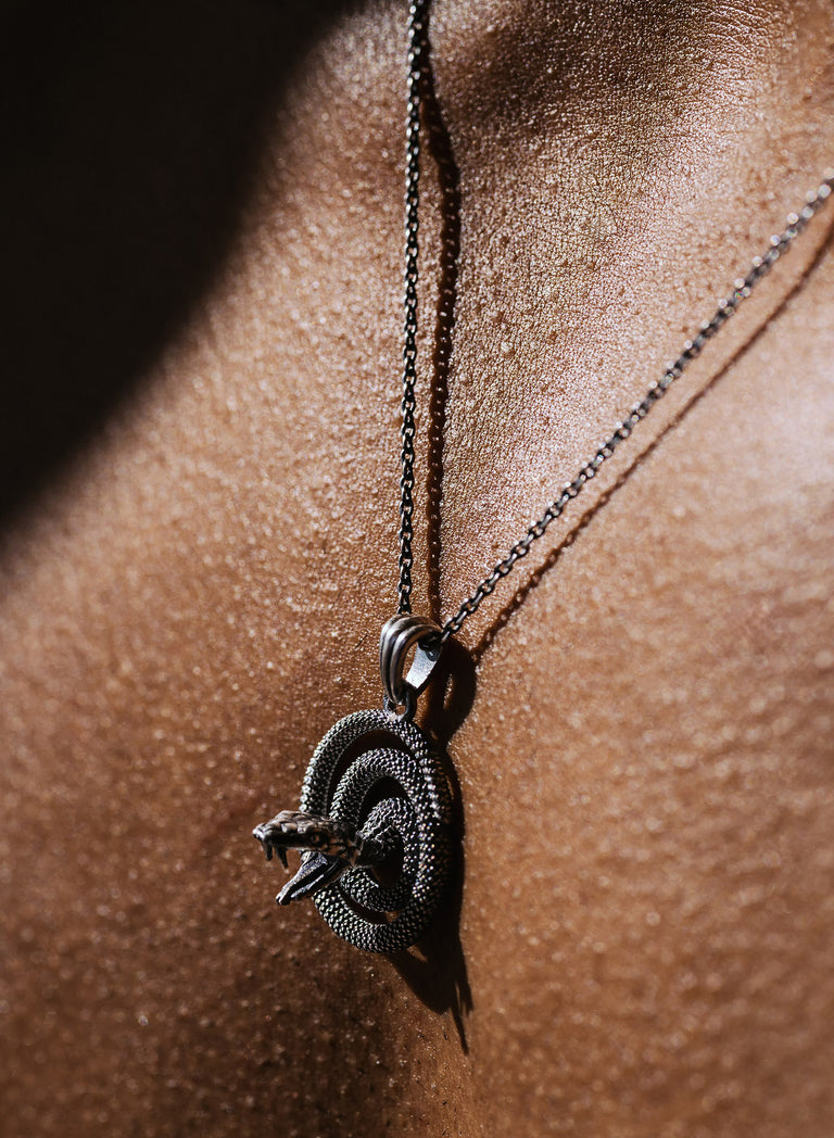 Silver Serpent Coil Necklace