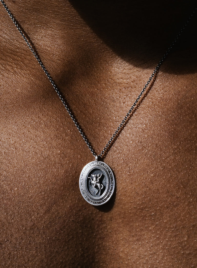 Silver Oval Western Cowgirl Pendant Necklace