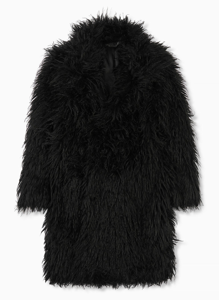 Phix X The Beatles 1969 Black Faux Fur Coat