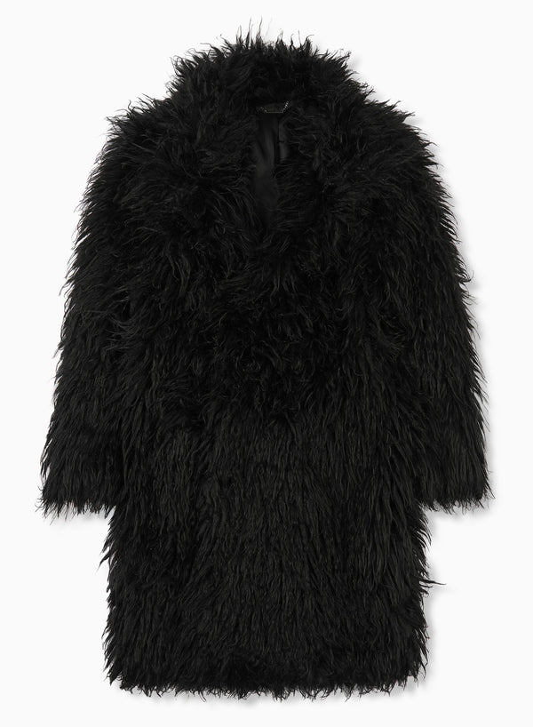 Phix X The Beatles 1969 Black Faux Fur Coat