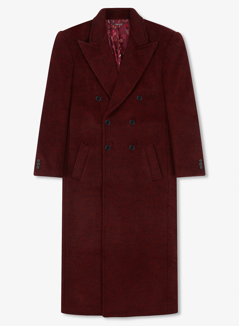 Phix X The Beatles Burgundy Pure Wool Double Breasted Long Coat