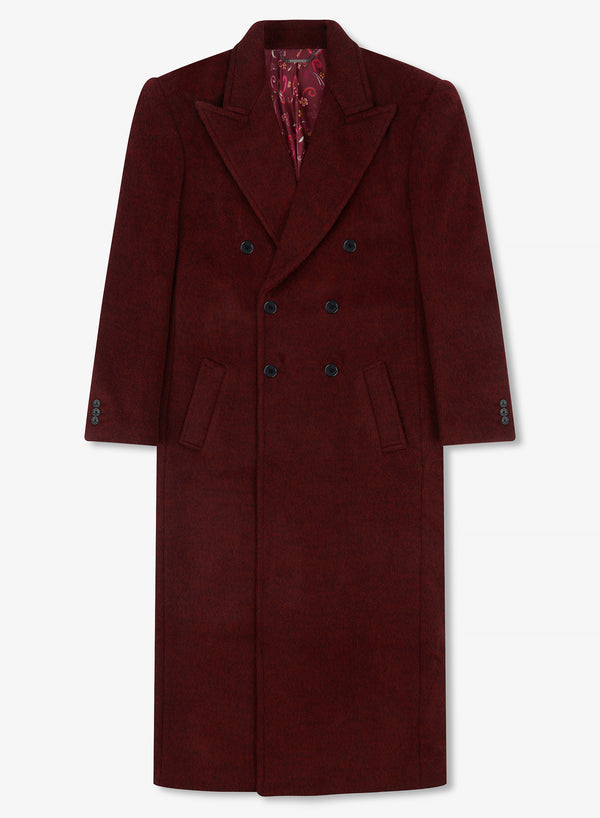 Phix X The Beatles Burgundy Pure Wool Double Breasted Long Coat
