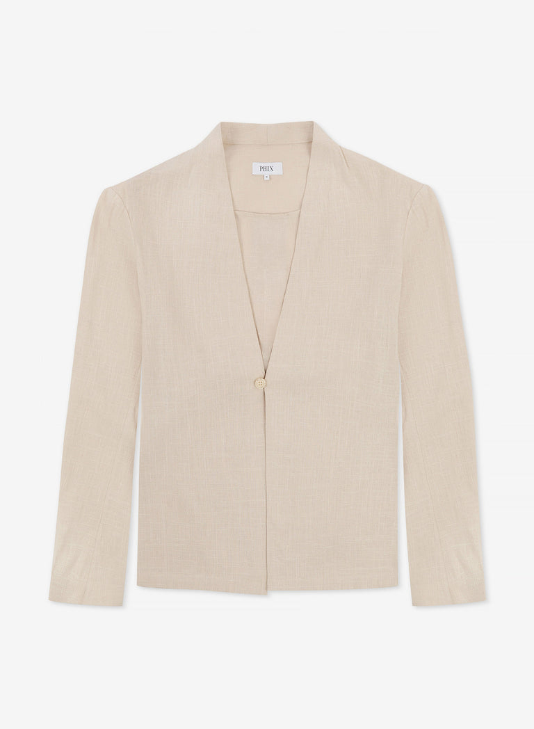 Ivory Linen Kimono Shirt