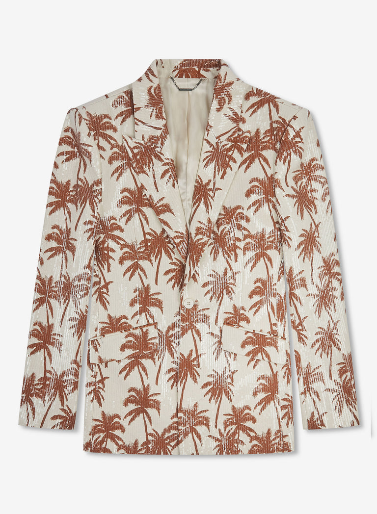 Ivory Linen Palm Sequin Blazer
