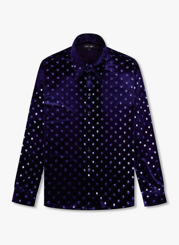 Phix X The Beatles Purple Velvet Metallic Dot Shirt
