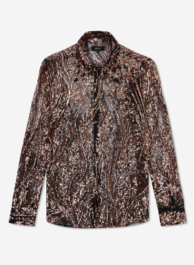 Champagne Gold Sequin Shirt