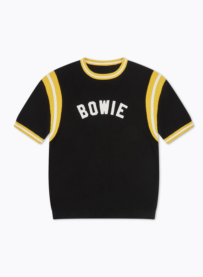 Phix X David Bowie Black Cotton Ribbed 70s Polo