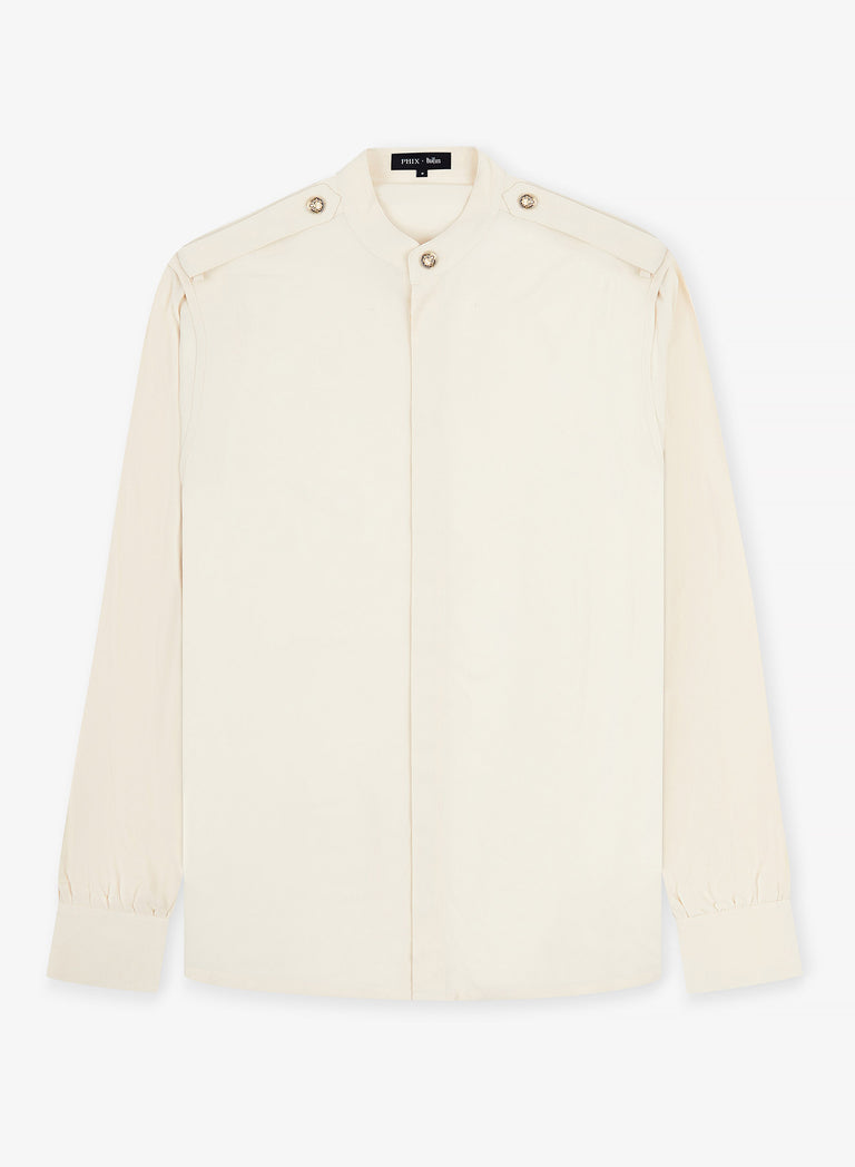 Phix X The Beatles Ivory Sheer Military Shirt