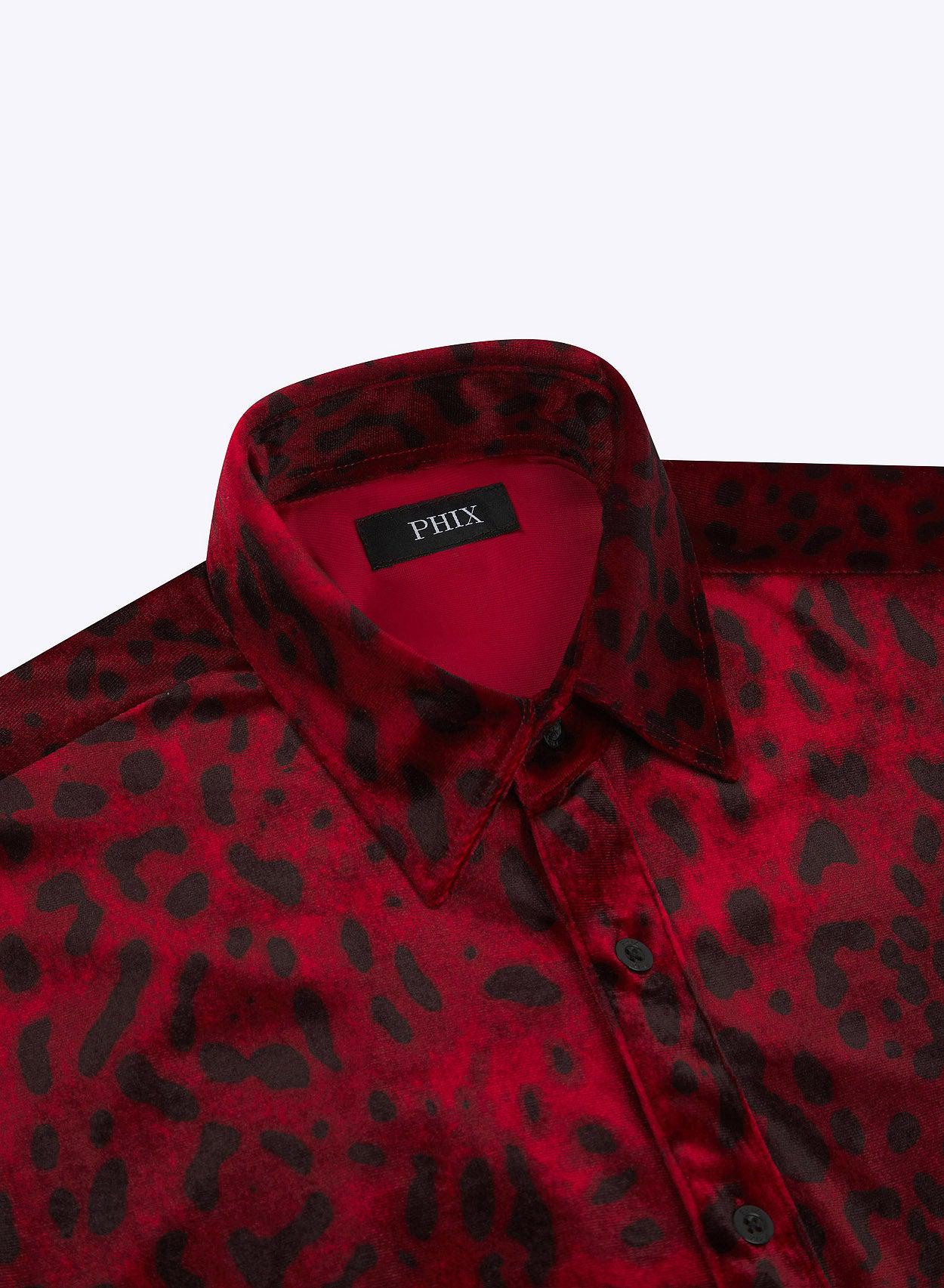 Red velvet dress shirt top