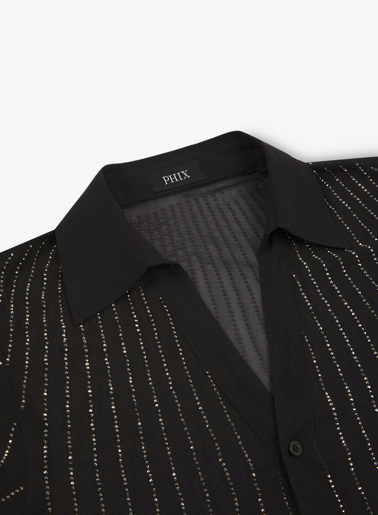 Short Sleeve Sequin Chiffon Shirt