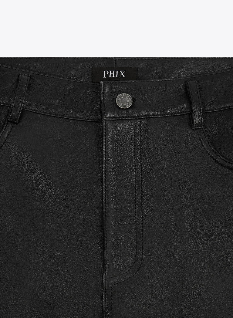 Leather Mid-Rise Flared Trousers