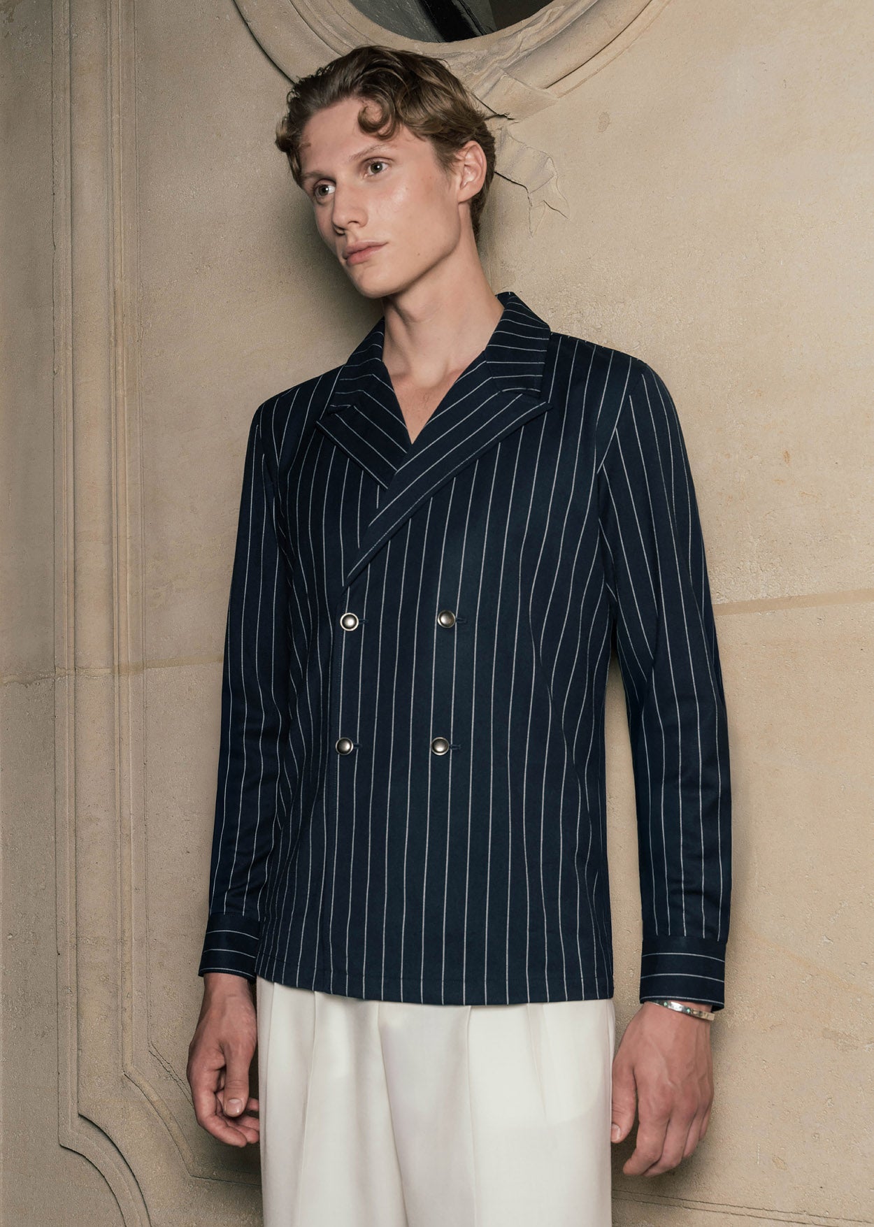 navy blue pinstripe dress shirt MATINA SHIRT | Navy Blue Pinstripe - 40