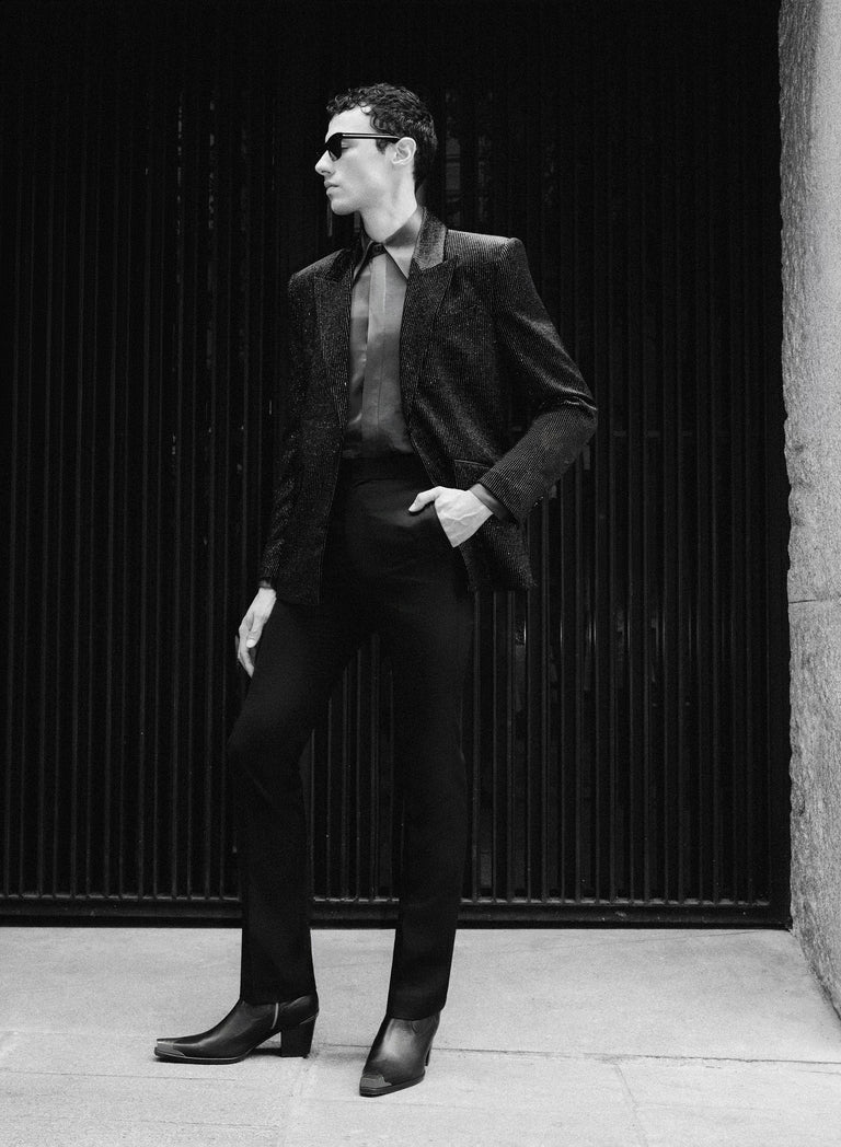 Black Pure Wool Slim-Fit Side Buckle Trousers