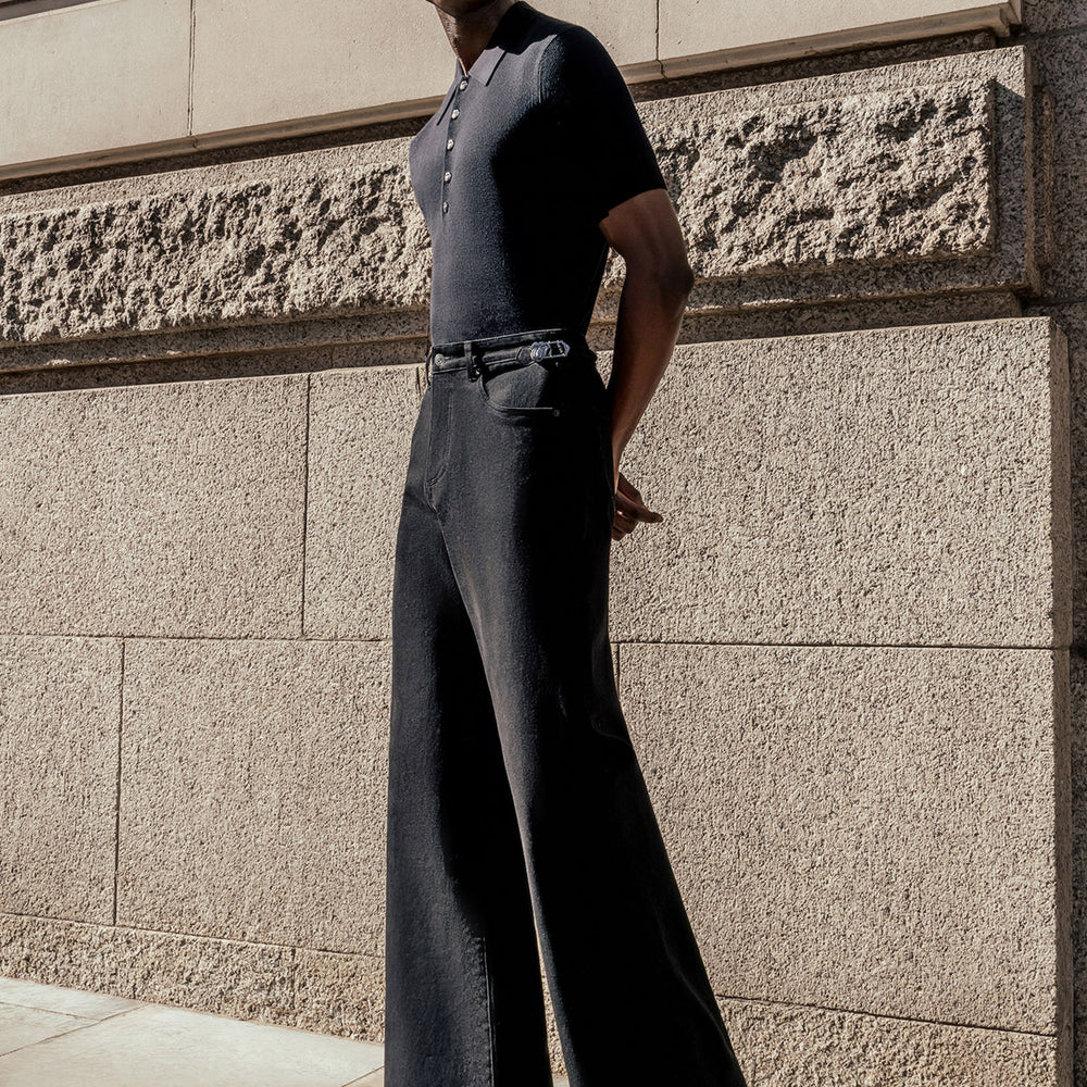 Phix X Rolling Stones Black Side Buckle Denim Flare & Phix