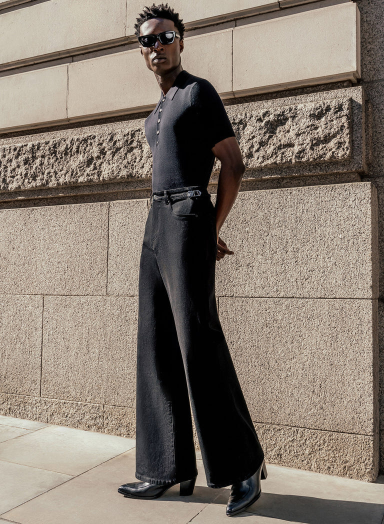 Phix X Rolling Stones Black Side Buckle Denim Flare