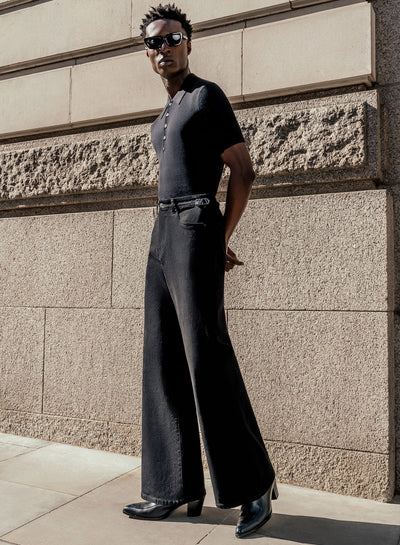 Phix X Rolling Stones Black Side Buckle Denim Flare