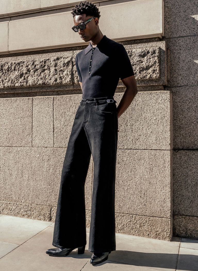 Phix X Rolling Stones Black Side Buckle Denim Flare