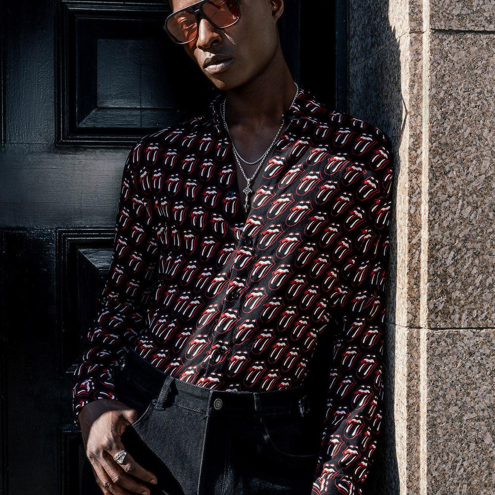 Phix X Rolling Stones Black Tongue Viscose Shirt & Phix