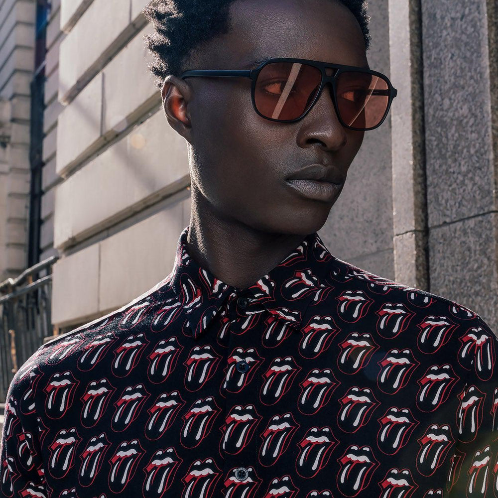 Phix X Rolling Stones Black Tongue Viscose Shirt & Phix