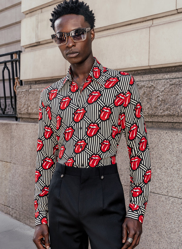 Phix X Rolling Stones Geometric Tongue Viscose Shirt