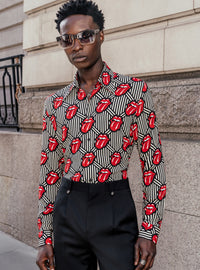 Phix X Rolling Stones Geometric Tongue Viscose Shirt