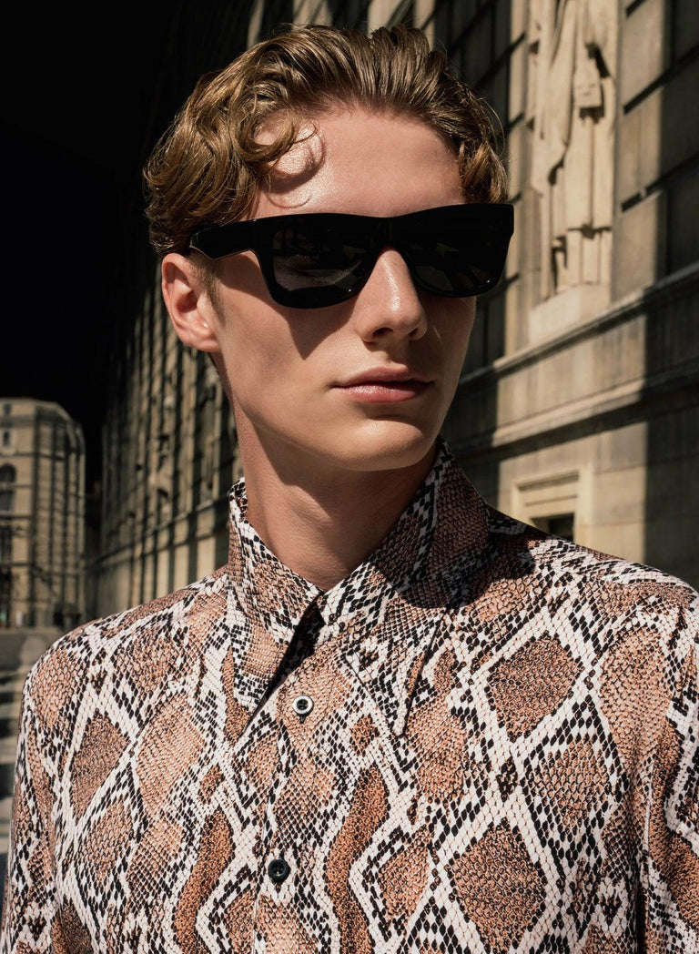 Brown Snake Print Viscose Shirt