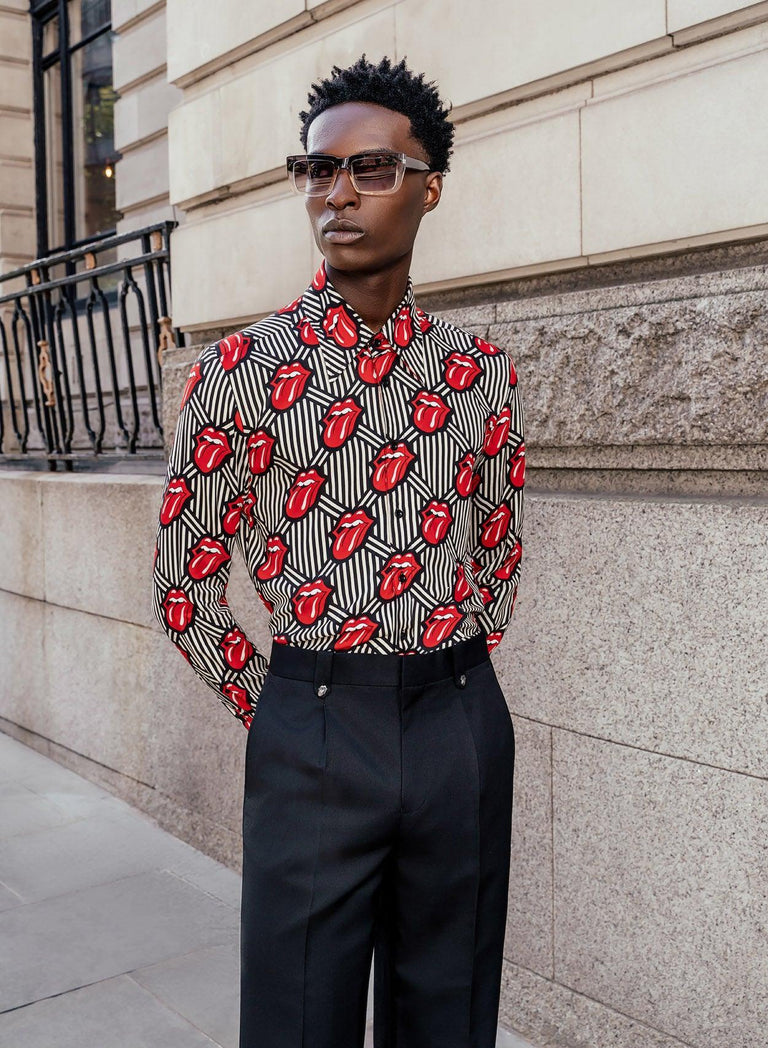 Phix X Rolling Stones Geometric Tongue Viscose Shirt