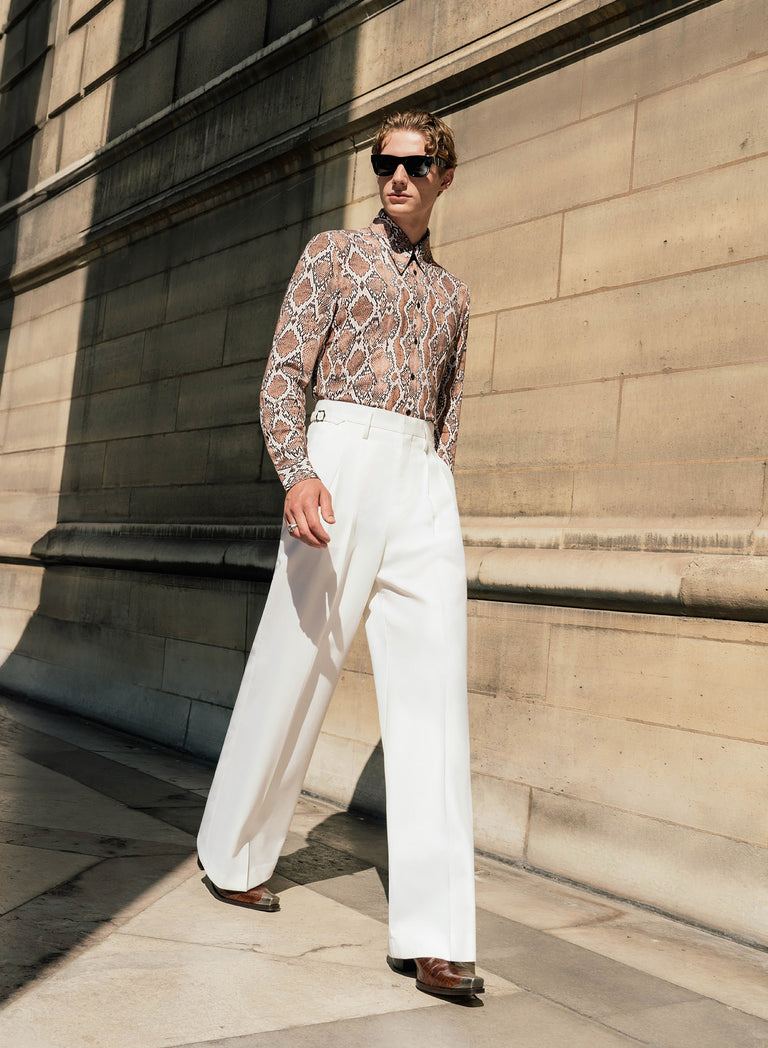 Brown Snake Print Viscose Shirt