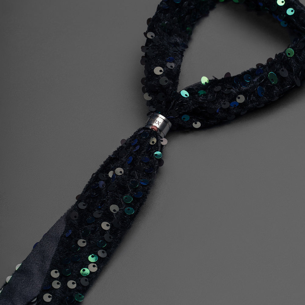 Emerald Green Sequin Ring Tie Neck Scarf & Phix