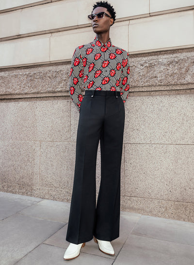 Phix X Rolling Stones Tongue Pin Belt Black Flare