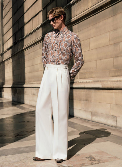 Off-White High Waisted Side Buckle Flare Trousers