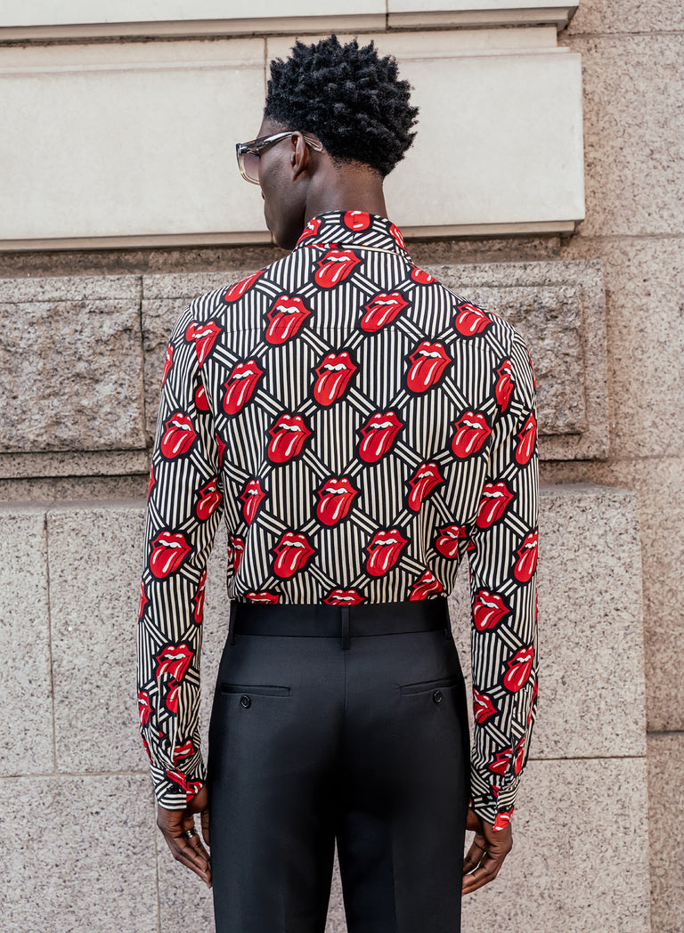 Phix X Rolling Stones Tongue Pin Belt Black Flare