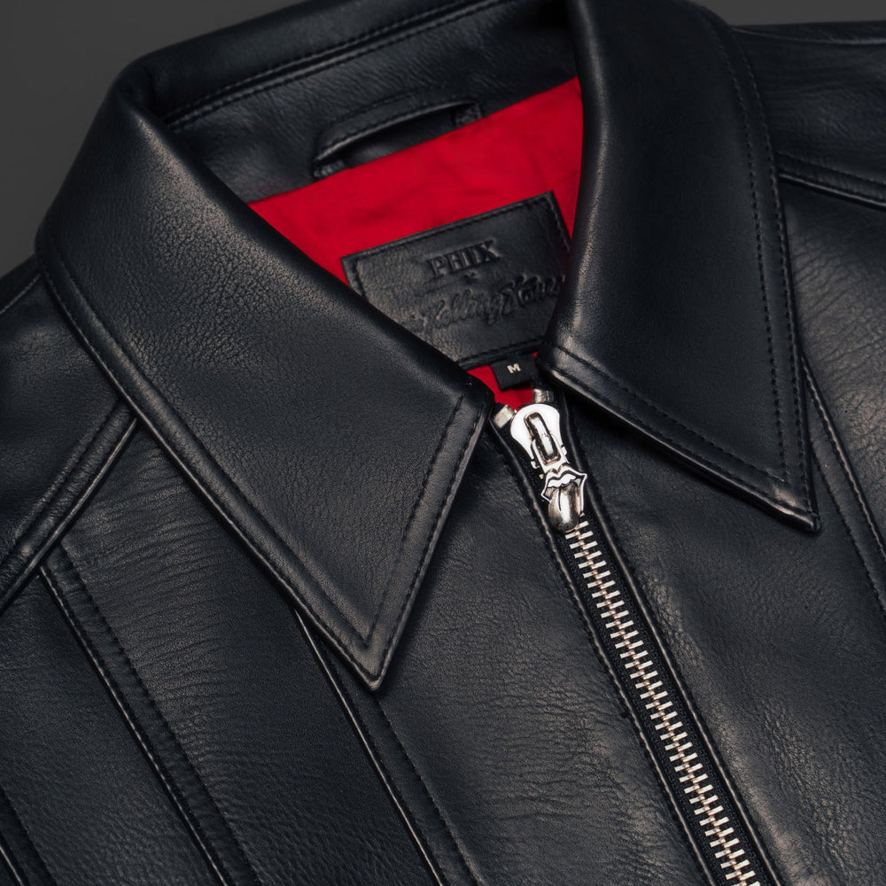 Phix X Rolling Stones Black Leather Panel Jacket & Phix