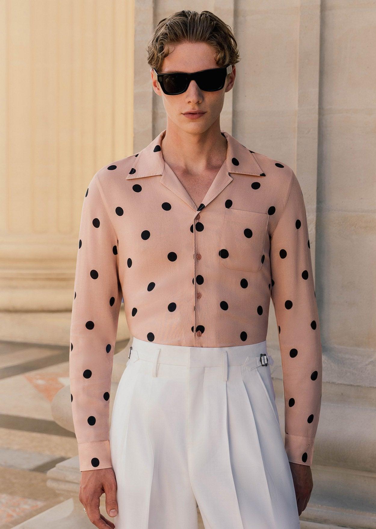 HOT ! Mens Shirt Pink Shirt With White Polka Dots Men's Pink Polka Dot Viscose Shirt In Size Large Phix Clothing Official HOT ! Mens Shirt Pink Shirt With White Polka Dots Men's Pink Polka Dot Viscose Shirt In Size Large Phix Clothing Official