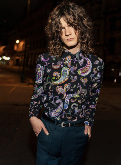 60s Paisley Velvet Polo Shirt ‐ Phix