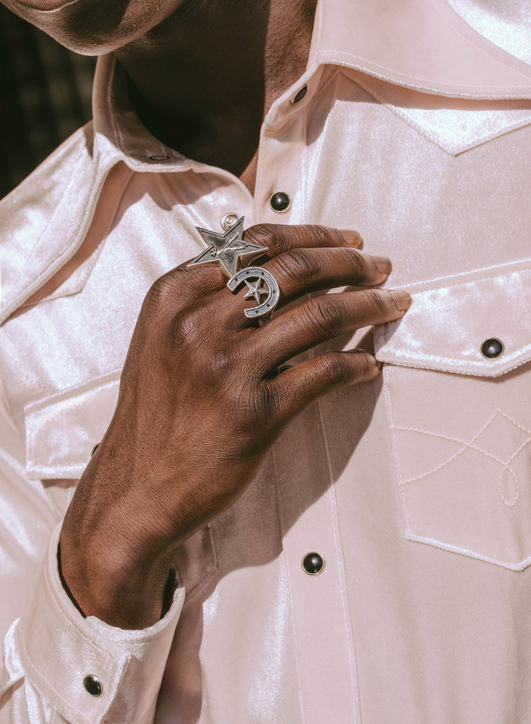 Pearl Velvet 70s Western Dagger Collar Shirt