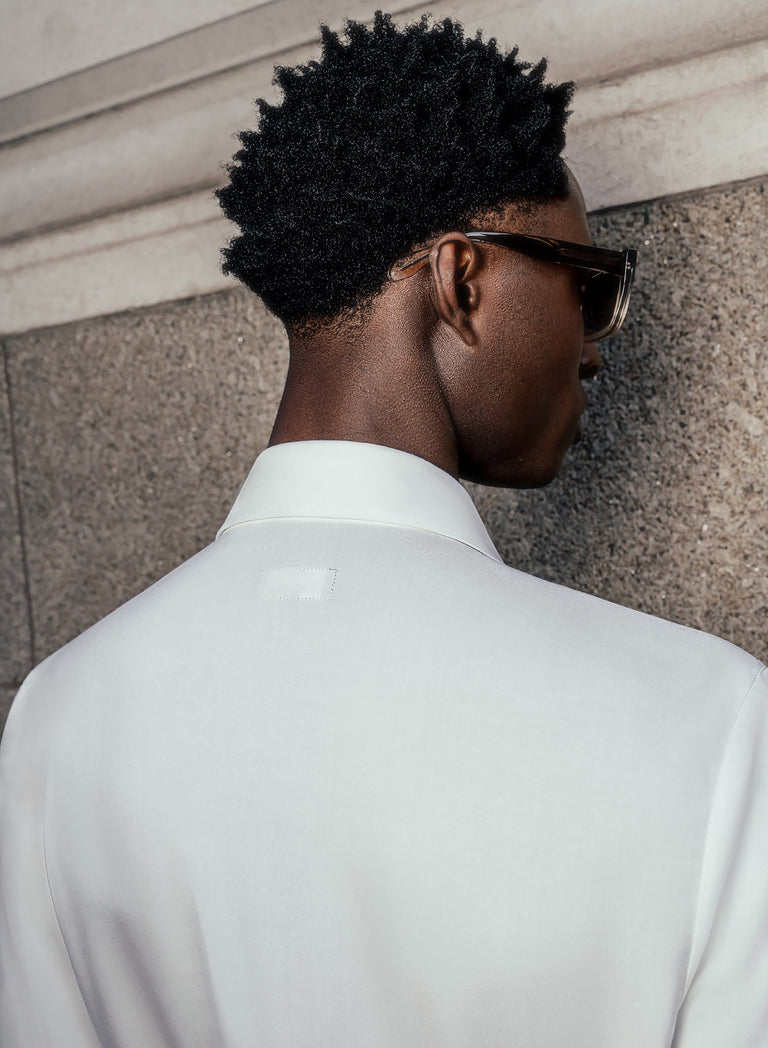 Phix X Rolling Stones Metal Tongue Button White Ruffle Viscose Shirt