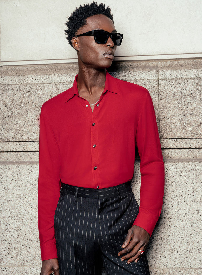 Phix X Rolling Stones Metal Tongue Button Viscose Shirt