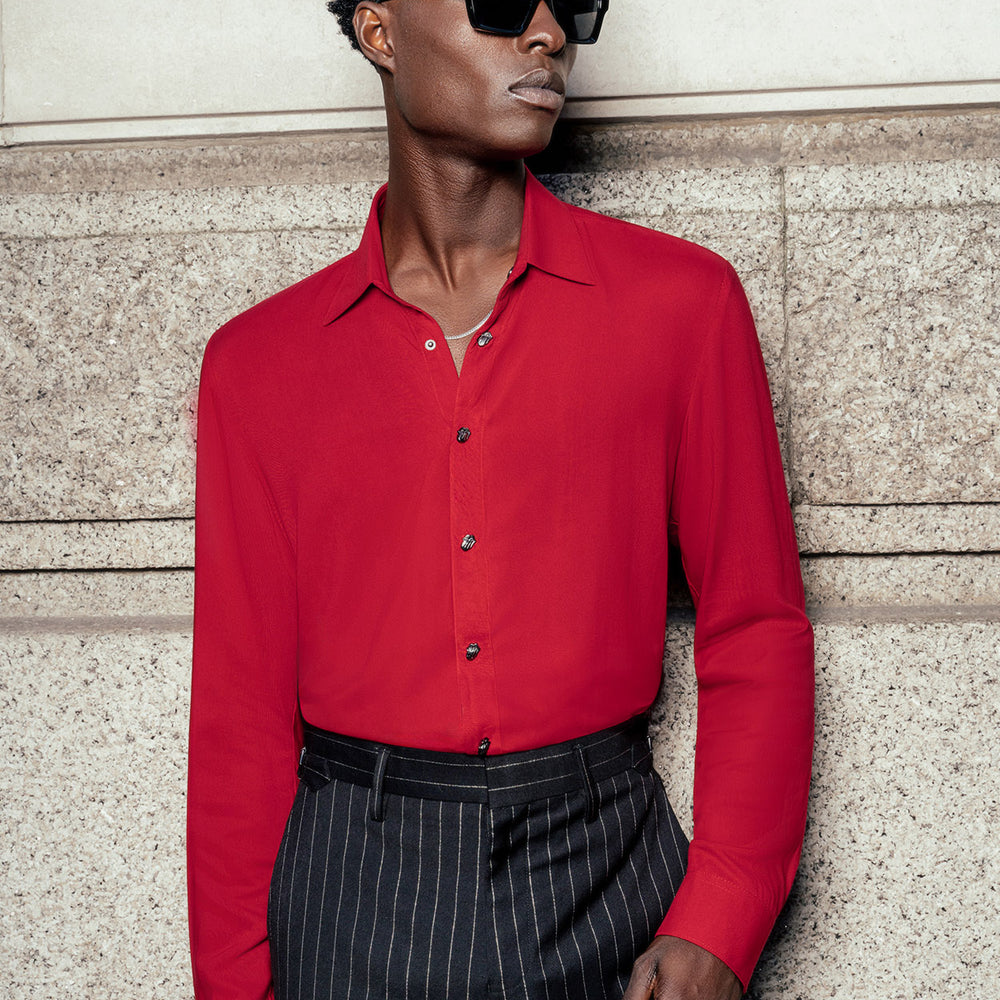 Phix X Rolling Stones Metal Tongue Button Viscose Shirt & Phix