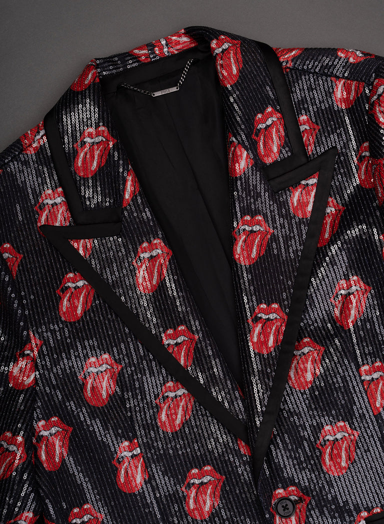 Phix X Rolling Stones Tongue Logo Sequin Embellished Velvet Blazer