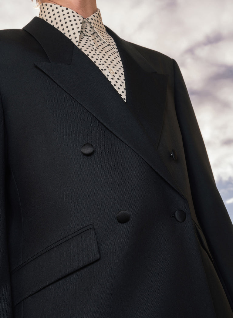 Black Double Breasted Wool Blazer