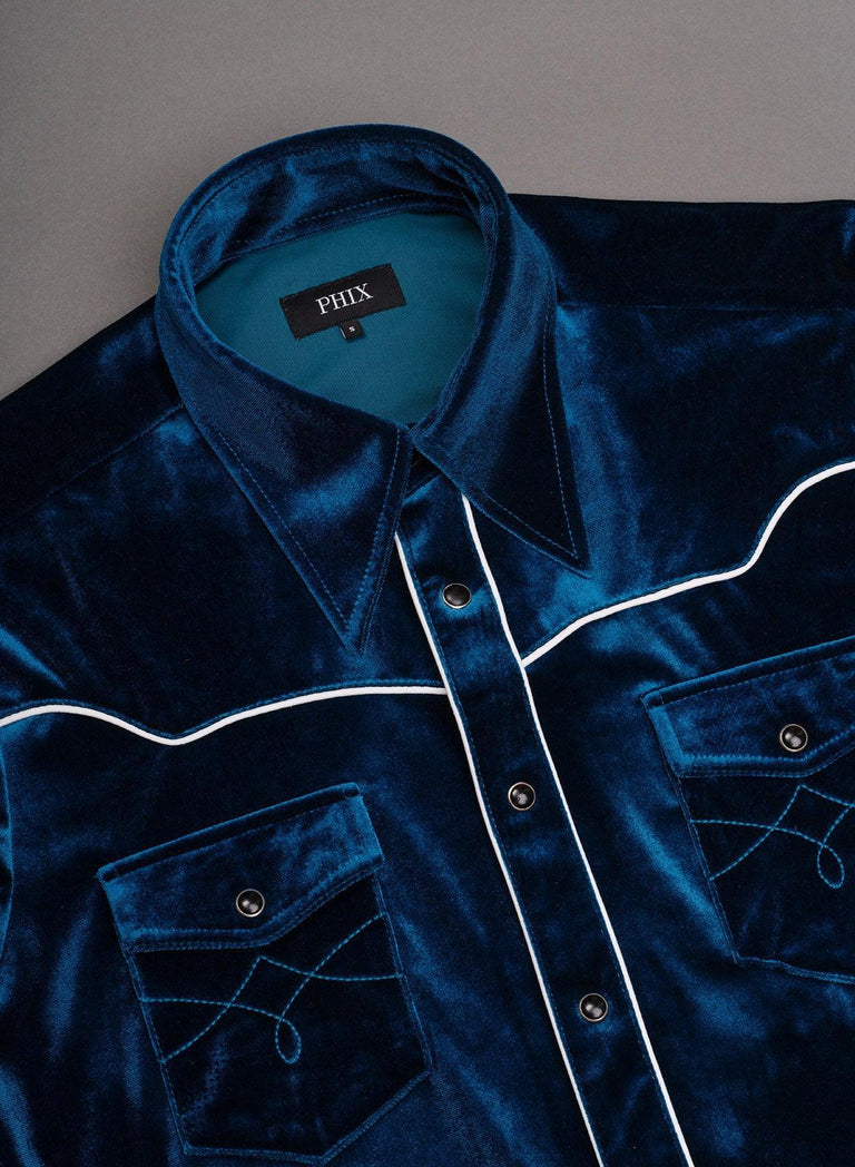Blue Velvet Western Piped Shirt