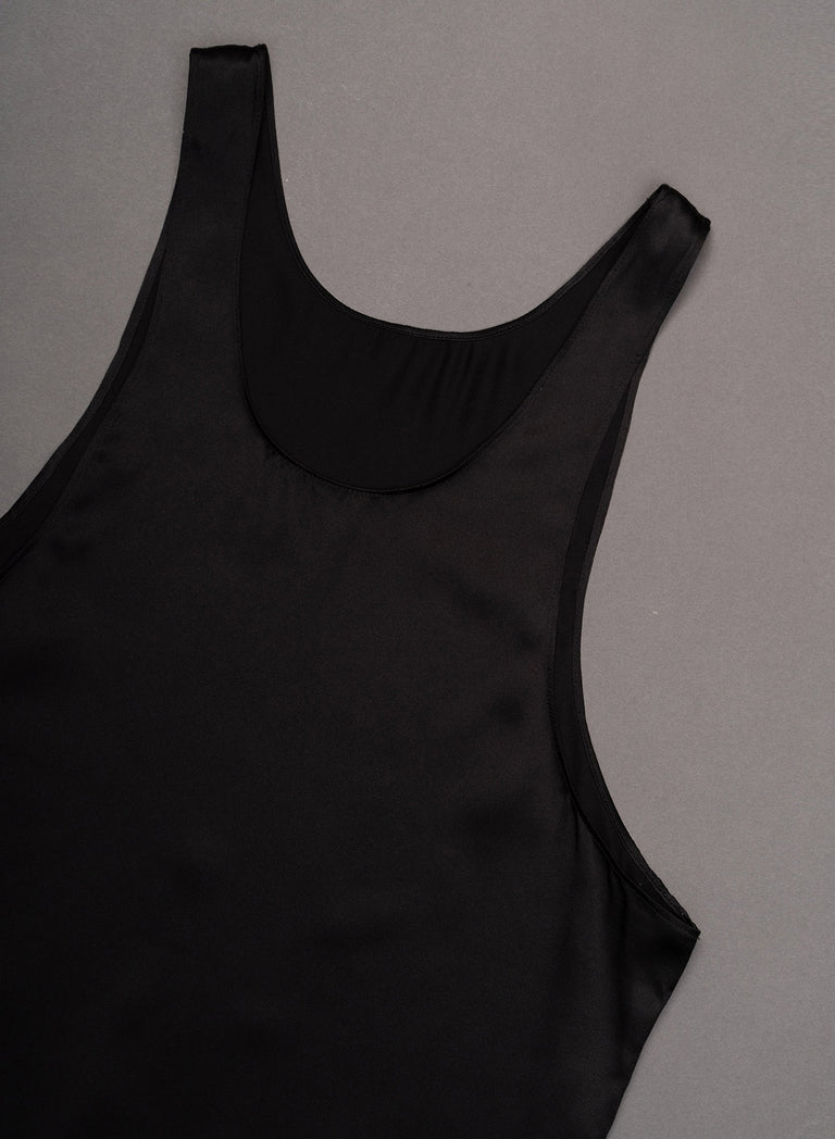 Black Silk Tailored Vest