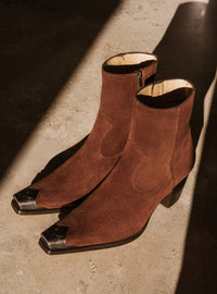 Tan Suede Western Metal Toe 60mm Boot