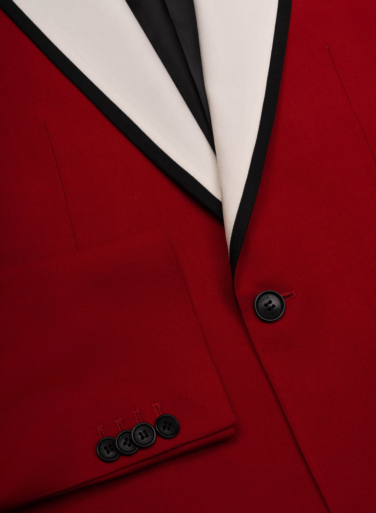 Red & White 70s Blazer with Contrast Lapel